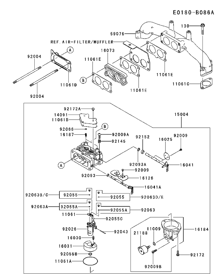 Carburetor Diagram and Parts List for FX801V-FS00 2017-09 Husqvarna Engine