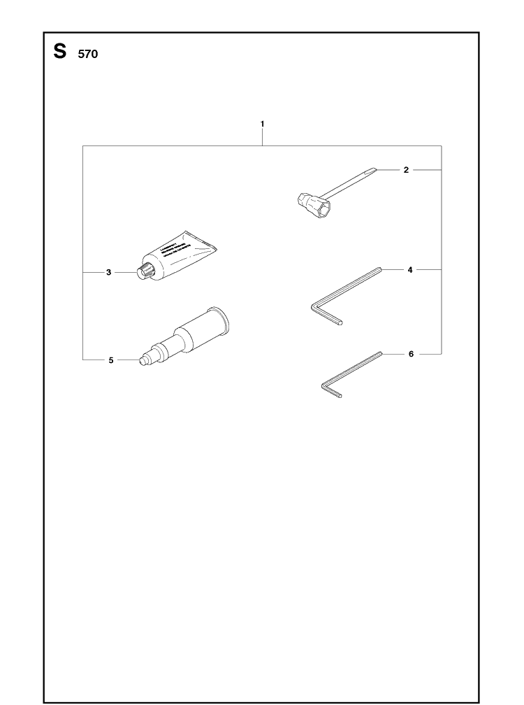 Accessories Diagram and Parts List for 570 (570 EPA)(20090100001-Current) Husqvarna Chainsaw