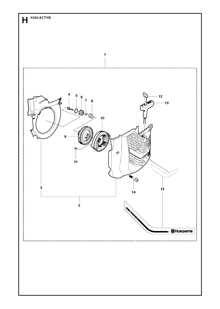 Starter Diagram and Parts List for K950 2007-01 Husqvarna Circular Saw