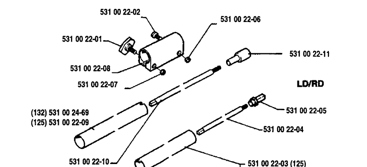 Pole Assembly Diagram and Parts List for 125LD 1991-11 Husqvarna Trimmer