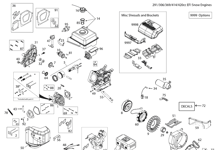 Engine Diagram and Parts List for ST427T  Husqvarna Snow Blower