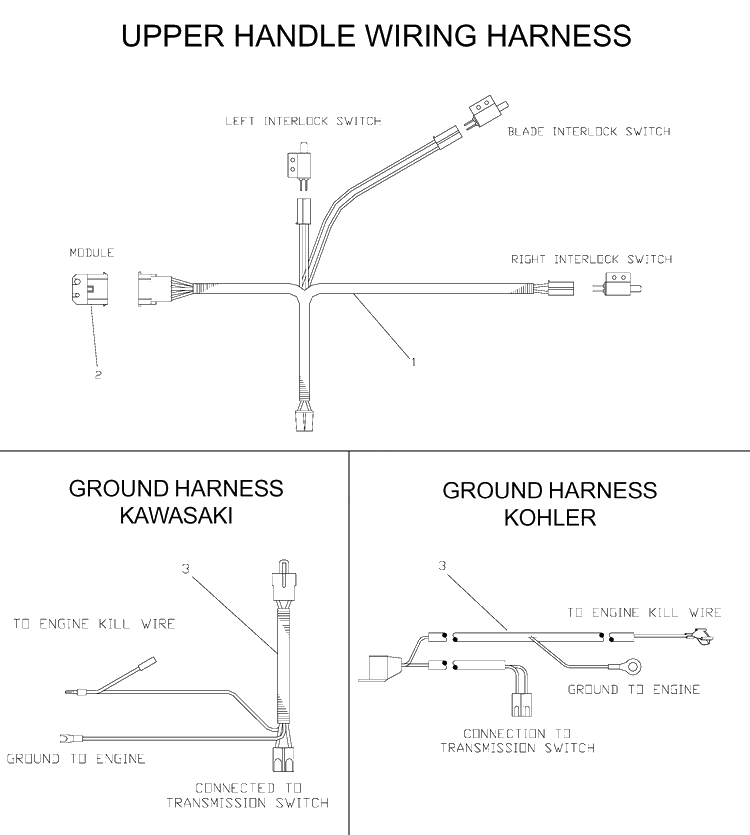 Wiring Harness Diagram and Parts List for W3614A (968999103)(2001-09) Husqvarna Lawn Mower