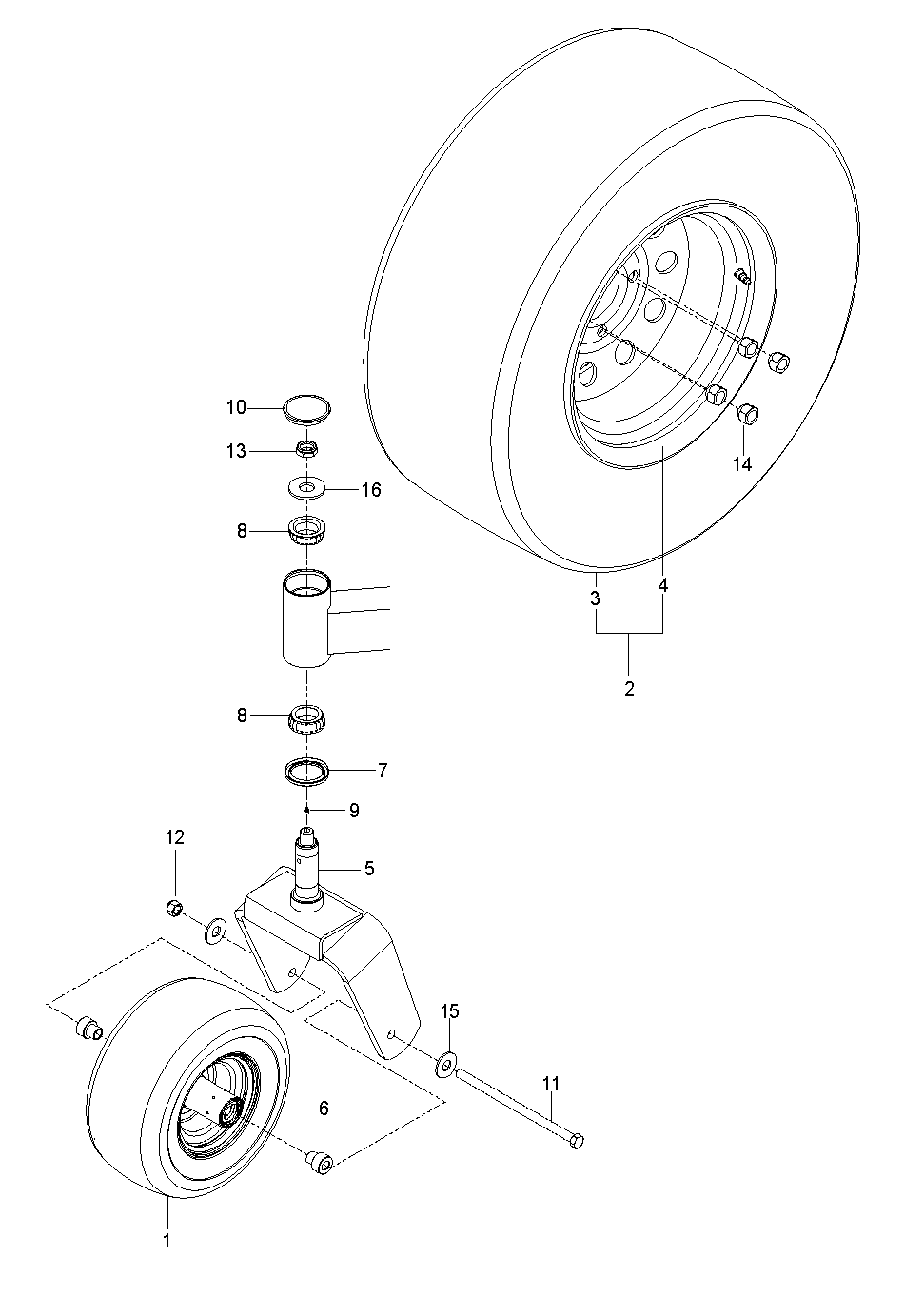 Wheels And Tires Diagram and Parts List for PZ6029FX966061201-00 2009-08 Husqvarna Lawn Tractor