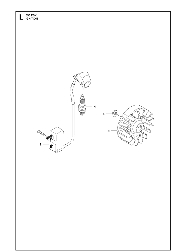 Ignition System And Clutch Diagram and Parts List for 535FBX  Husqvarna Brush Cutter