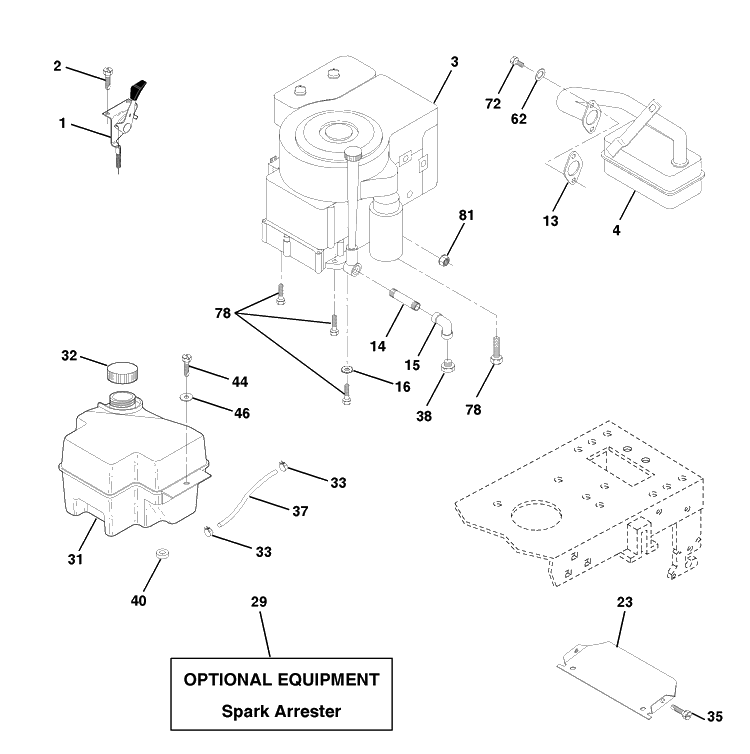 Engine Diagram and Parts List for LTH120 (954140013A)(1997-12) Husqvarna Lawn Mower