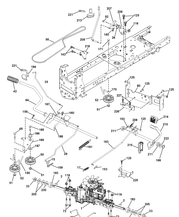 Drive Diagram and Parts List for YTH21K46 (96045002902)(2011-08) Husqvarna Lawn Tractor