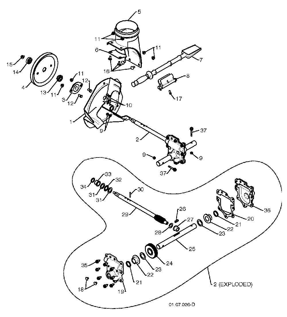 Auger Housing And Impeller Diagram and Parts List for 11527SB96193006400 2010-06 Husqvarna Snow Blower