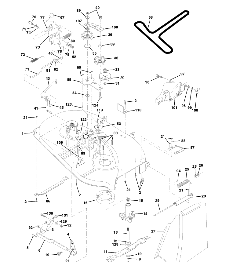 Mower Deck Diagram and Parts List for LTH120 (954140013A)(1997-12) Husqvarna Lawn Mower