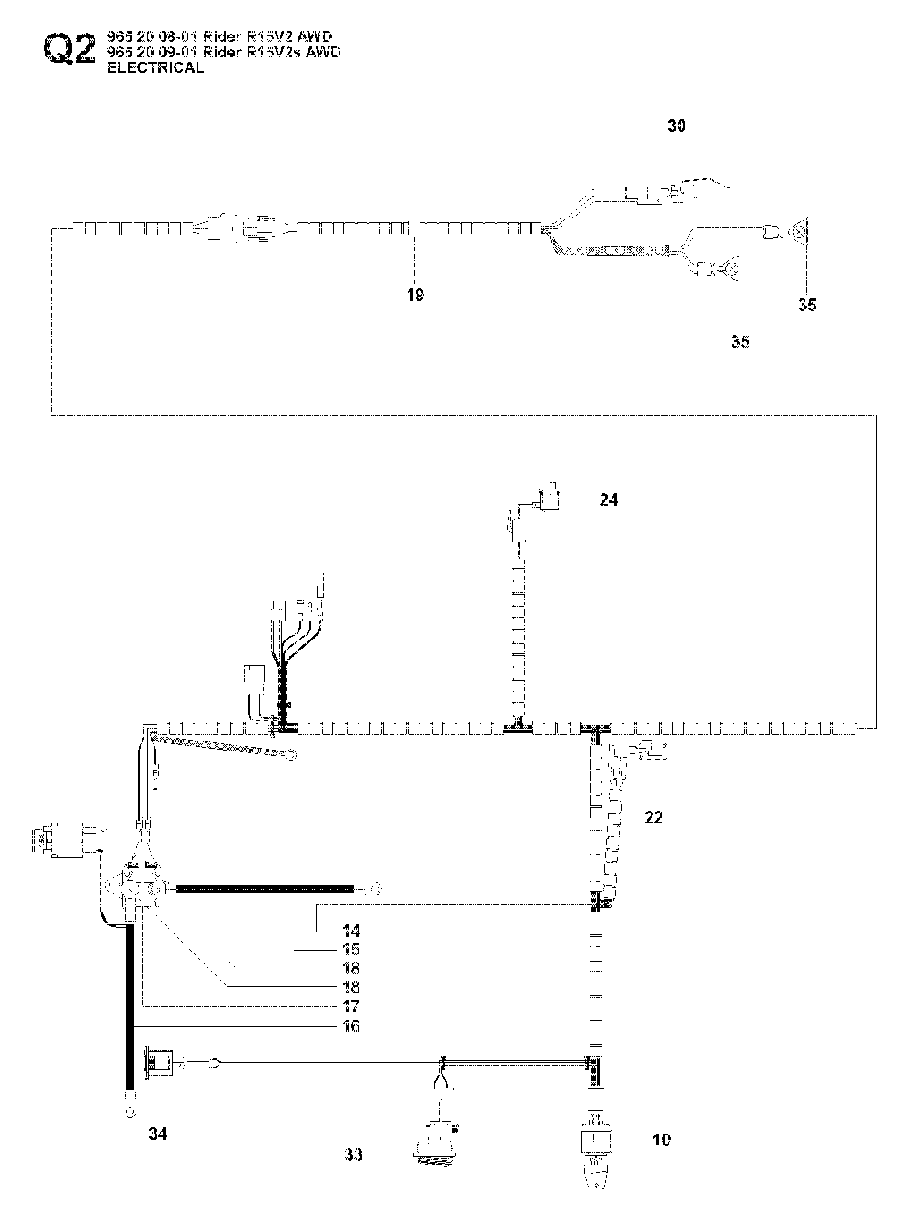Electrical Diagram and Parts List for RIDER15V2SAWD (965200901)(2008-01) Husqvarna Lawn Tractor