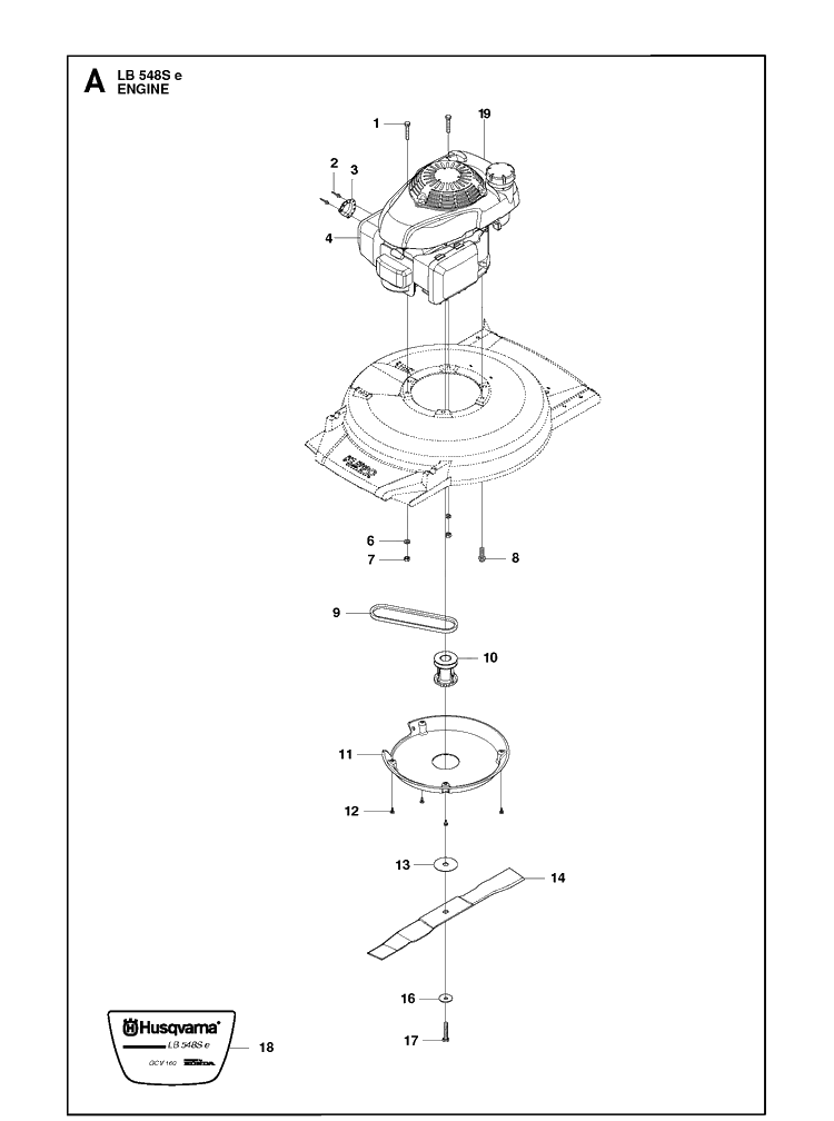Engine Diagram and Parts List for LB548SE  Husqvarna Lawn Mower