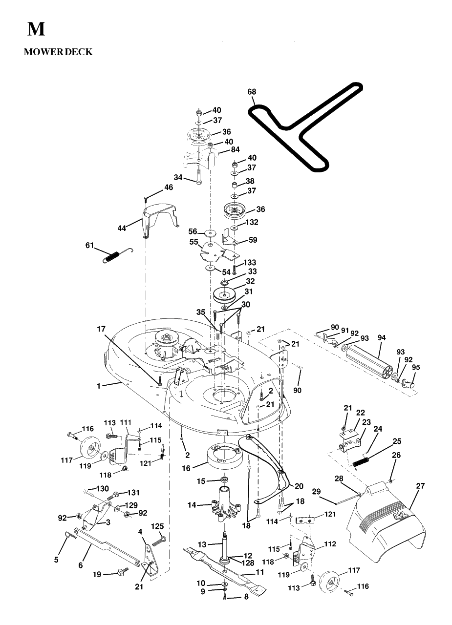 Mower Deck / Cutting Deck Diagram and Parts List for YTH160 (954170005-C)(1997-02) Husqvarna Lawn Tractor