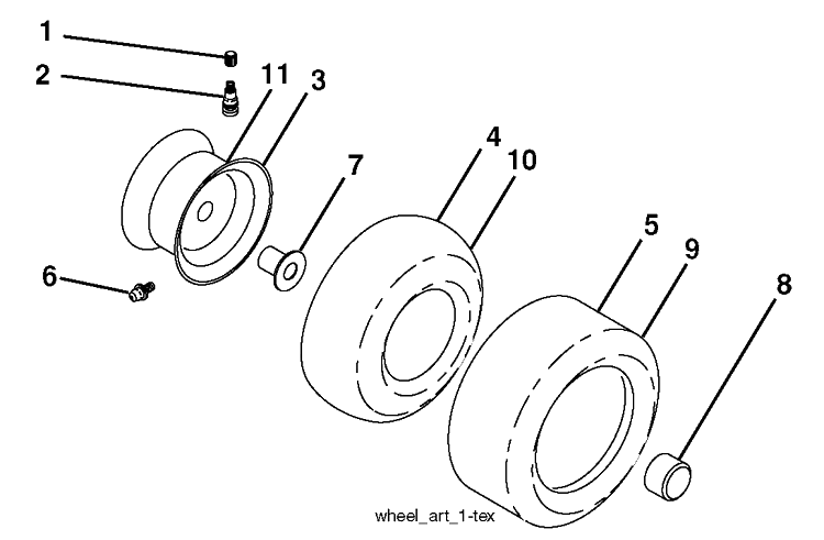 Wheel And Tires Diagram and Parts List for YTH22V46 (96043010100)(2010-04) Husqvarna Lawn Mower