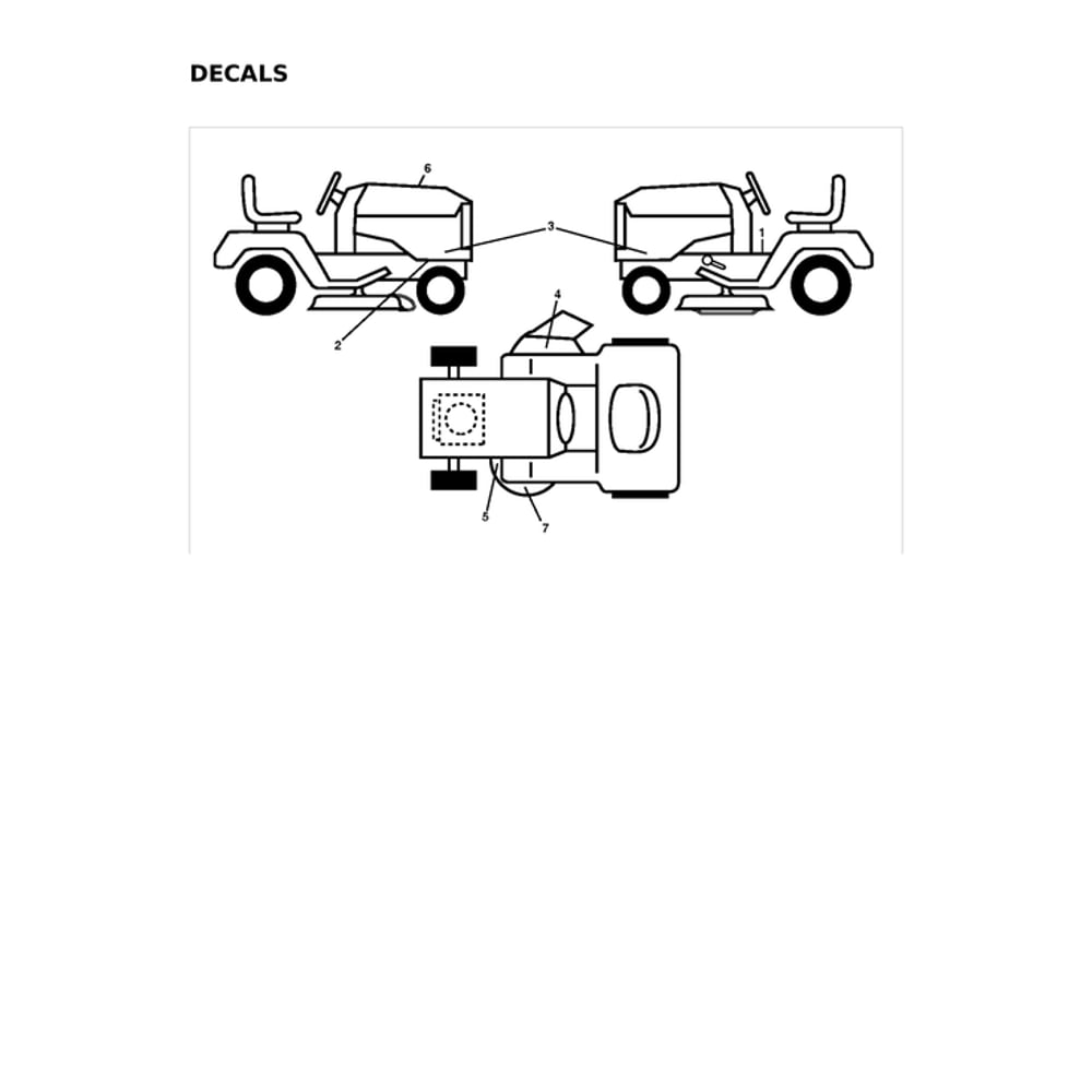 Decals Diagram and Parts List for 96043032900  Husqvarna Lawn Tractor