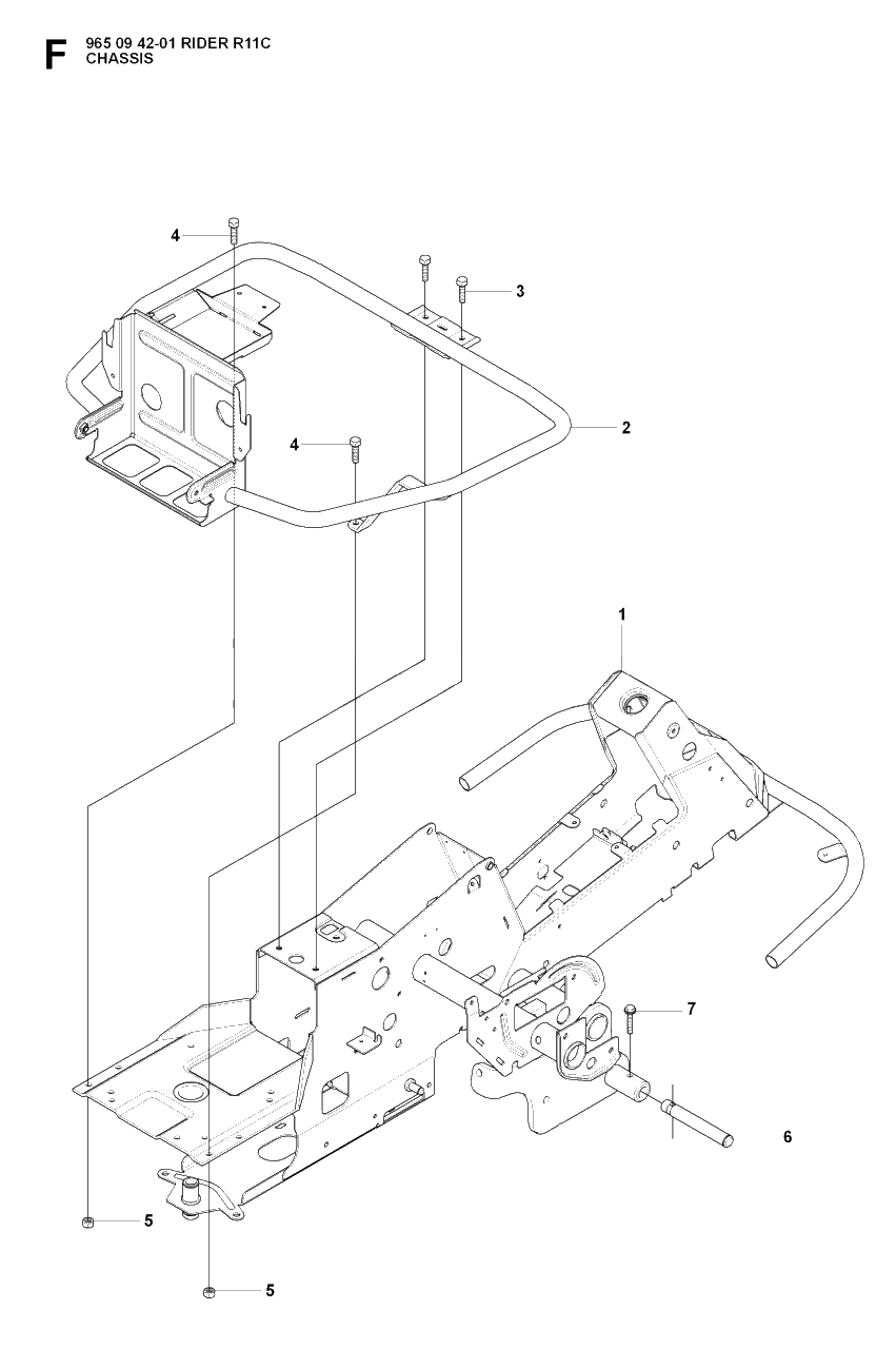 Chassis / Frame Diagram and Parts List for R11C (965094201)(2007-01) Husqvarna Lawn Tractor