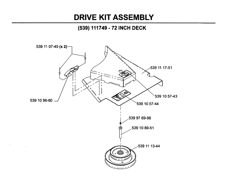 Repair Parts Diagram and Parts List for 111750 2005-03 Husqvarna Lawn Tractor Accessories