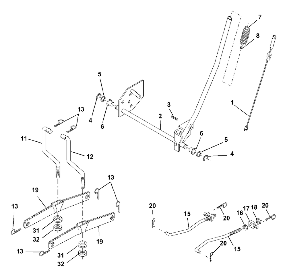 Mower Lift Diagram and Parts List for YTH1842 (954569790-B)(2002-12) Husqvarna Lawn Tractor