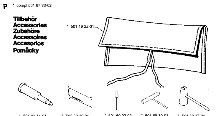 Accessories Diagram and Parts List for 266  Husqvarna Chainsaw