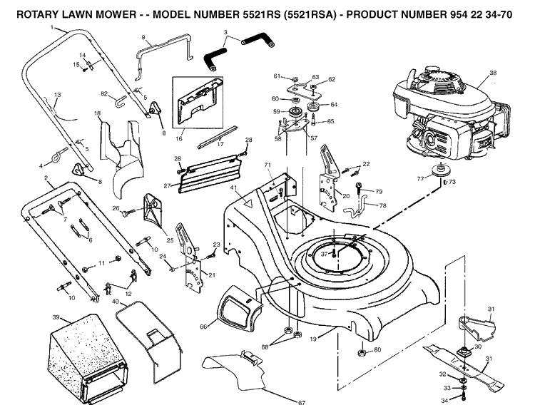 Repair Parts 2 Diagram and Parts List for 5521RS (954223470)(2003-09) Husqvarna Lawn Mower