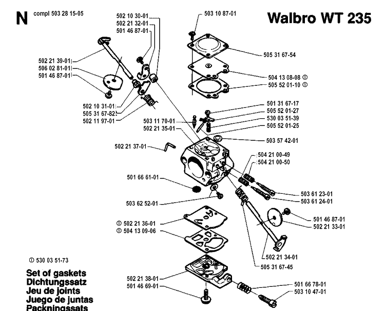 Carburetor Details Diagram and Parts List for 232R 19940600001-19954500000 Husqvarna Brush Cutter