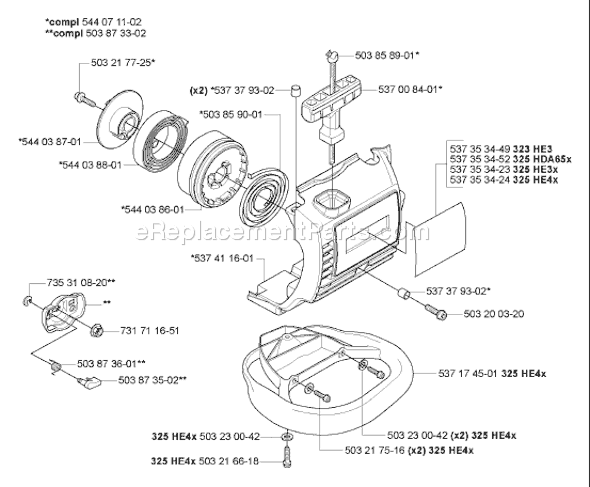 Page N Diagram and Parts List for 323HE3 2007-01 Husqvarna Trimmer
