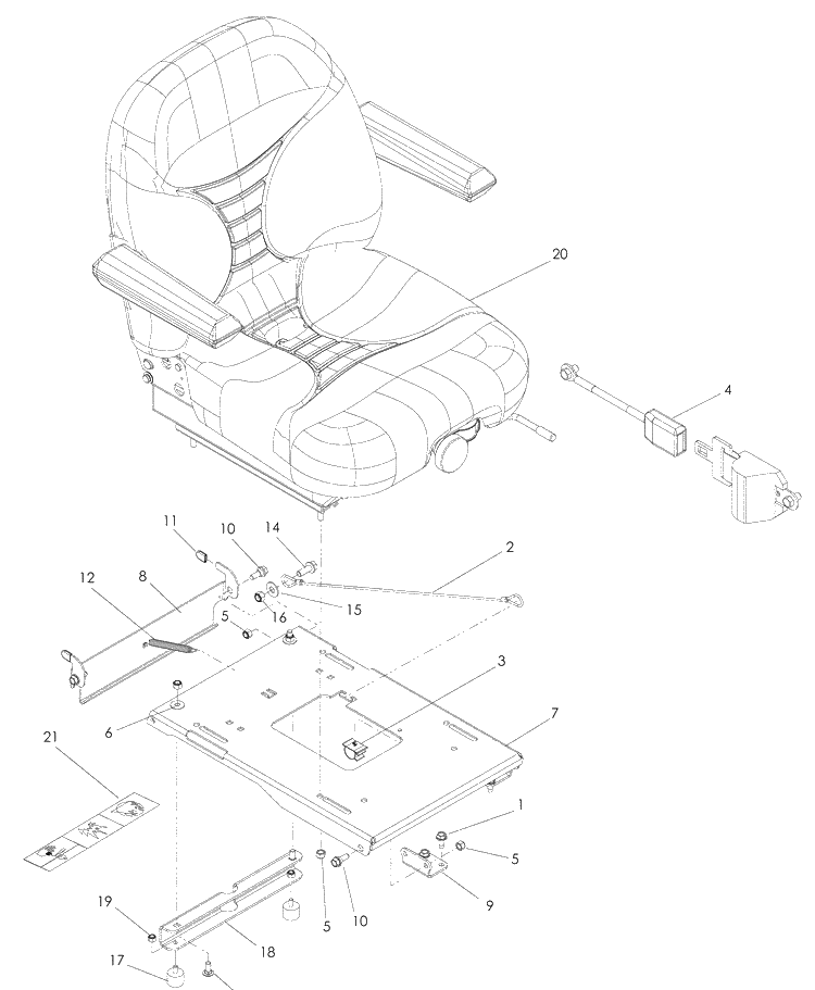 Seat Diagram and Parts List for LZ6130 (968999675)(2008-12) Husqvarna Lawn Mower
