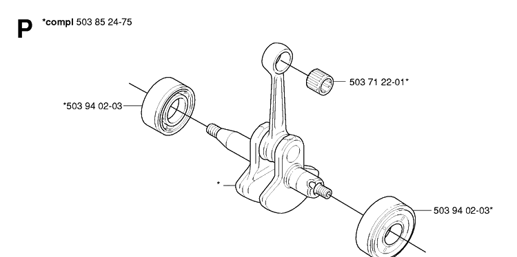 Crankshaft Diagram and Parts List for 325HA110 20054000001-20040100000 Husqvarna Hedge Trimmer