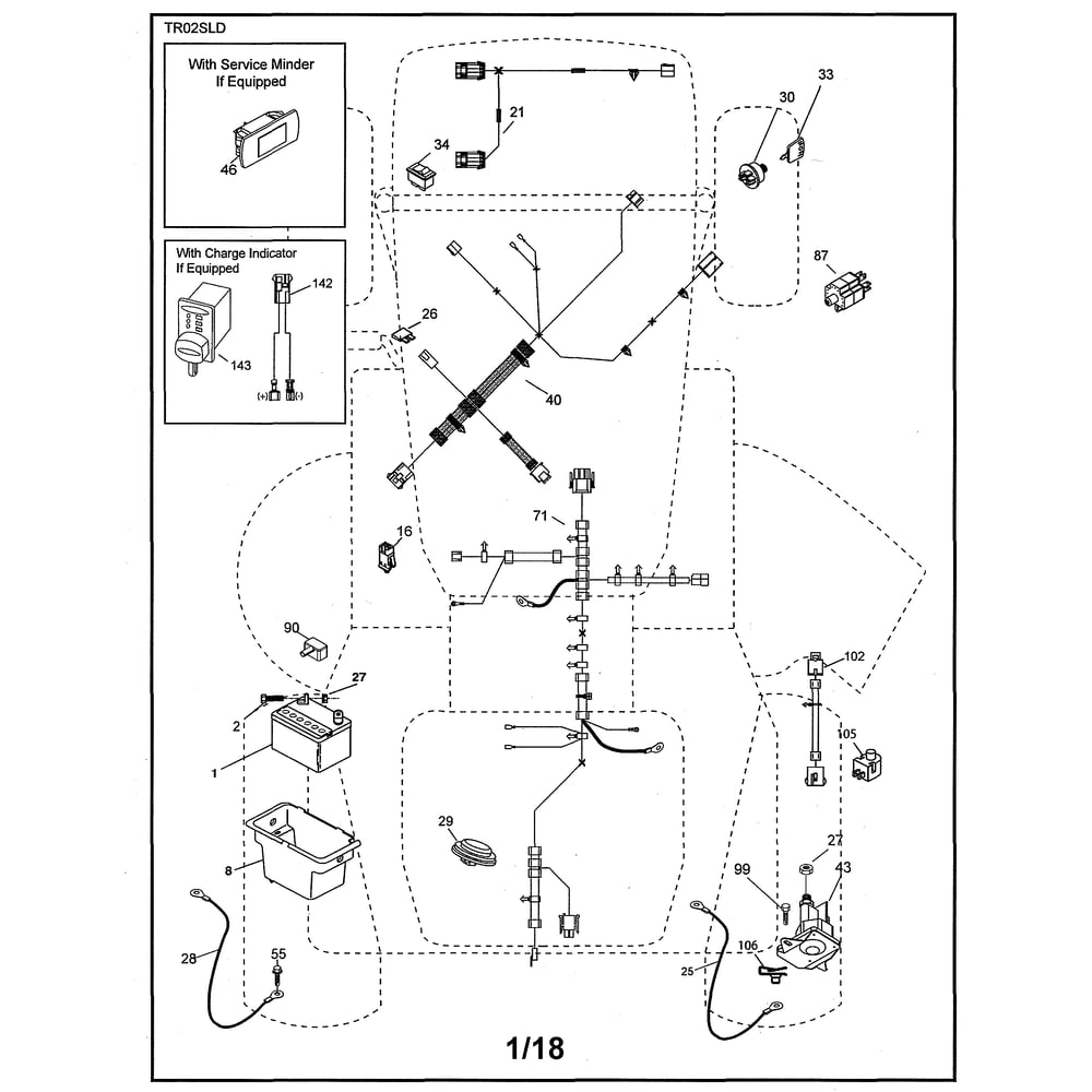 Electrical Diagram and Parts List for YTH20K42-96043027400  Husqvarna Lawn Tractor