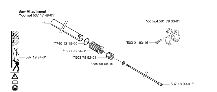 Shaft Diagram and Parts List for 323P 20020100001-20021800000 Husqvarna Pole Saw