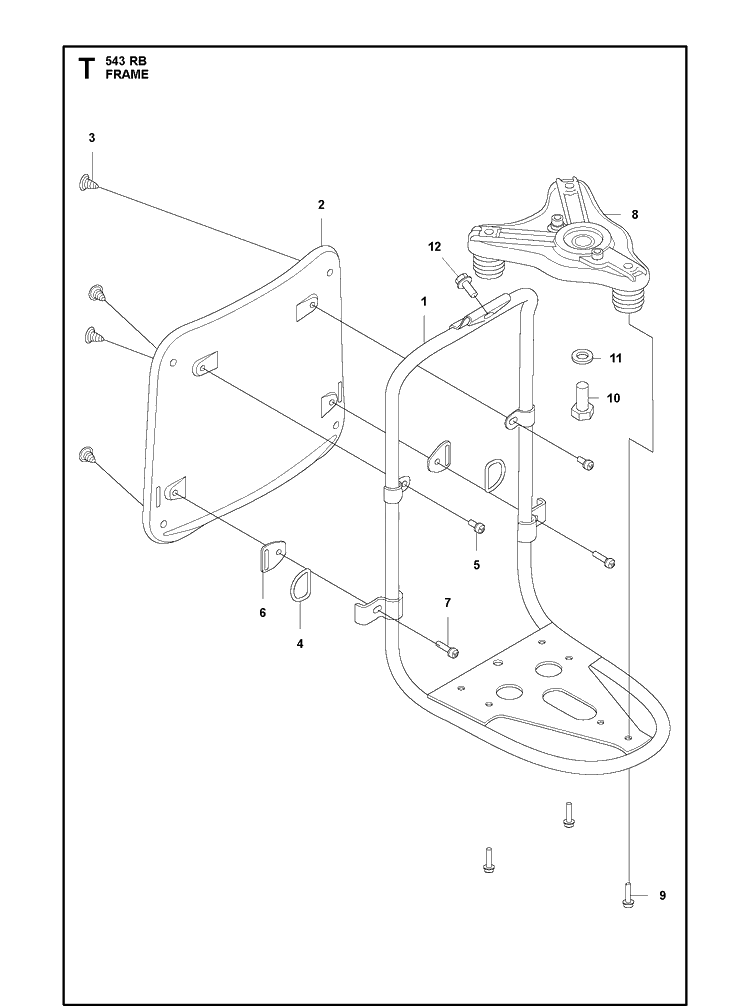 Frame Diagram and Parts List for 543RB  Husqvarna Brush Cutter