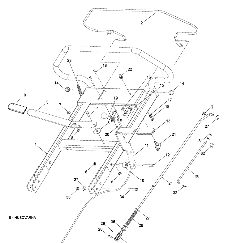 Handle And Controls Diagram and Parts List for SG13B (966042601)(2009-02) Husqvarna Stump Grinder