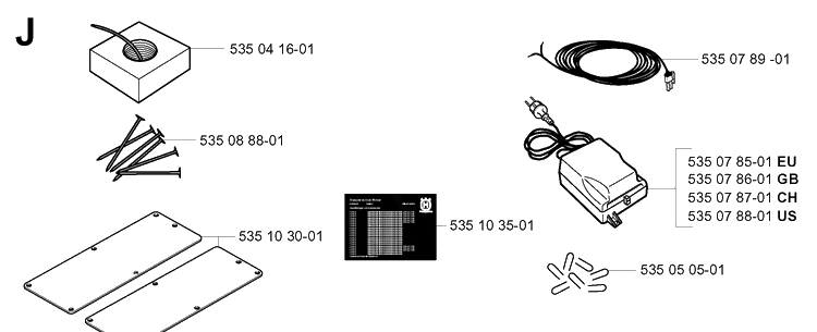 Installation Accessories 6 Diagram and Parts List for G1 1998-2003 Husqvarna Lawn Mower