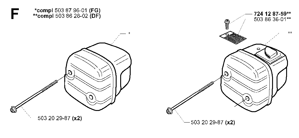 Muffler Diagram and Parts List for 345EPA 19993600001-20013500000 Husqvarna Chainsaw