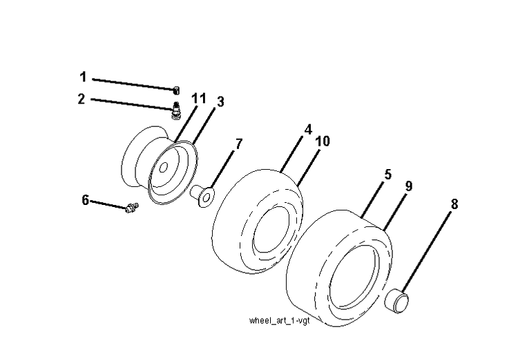 Wheels And Tires Diagram and Parts List for YTH150 (96041002202)(2008-01) Husqvarna Lawn Tractor