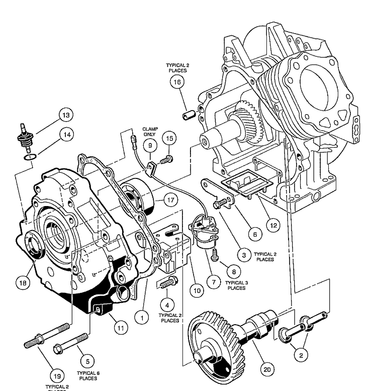 Fe290 Engine - Crankcase, Camshaft And Oil Sensor Diagram and Parts List for HUV4210GXP 2005-06 Husqvarna Lawn Tractor