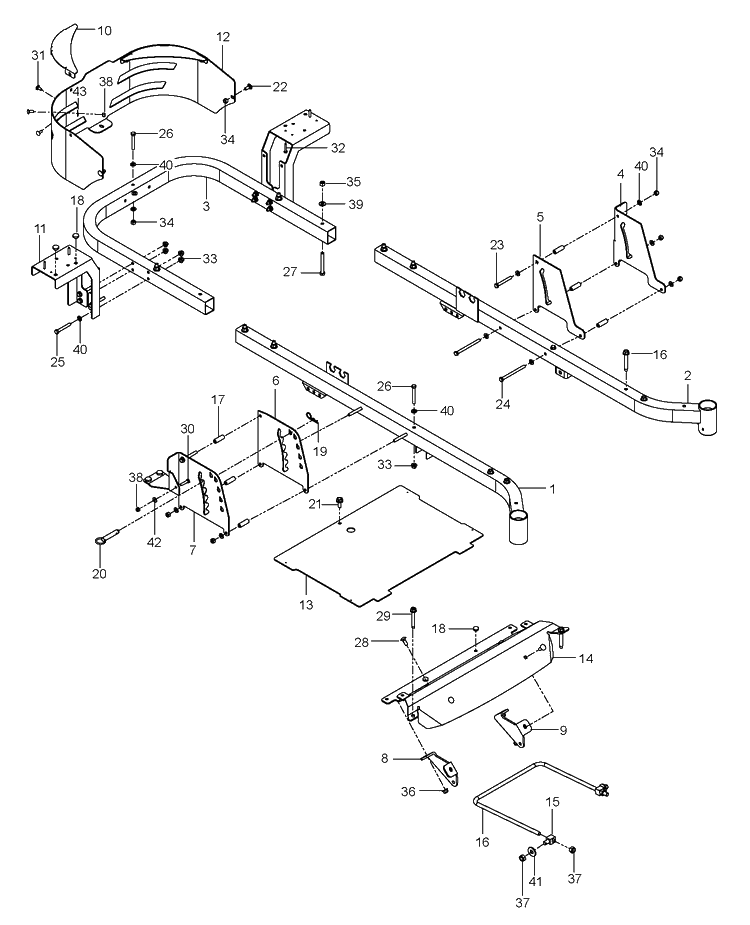 Frame Diagram and Parts List for EZ4824TFBF (96665950201)(2012-06) Husqvarna Lawn Mower