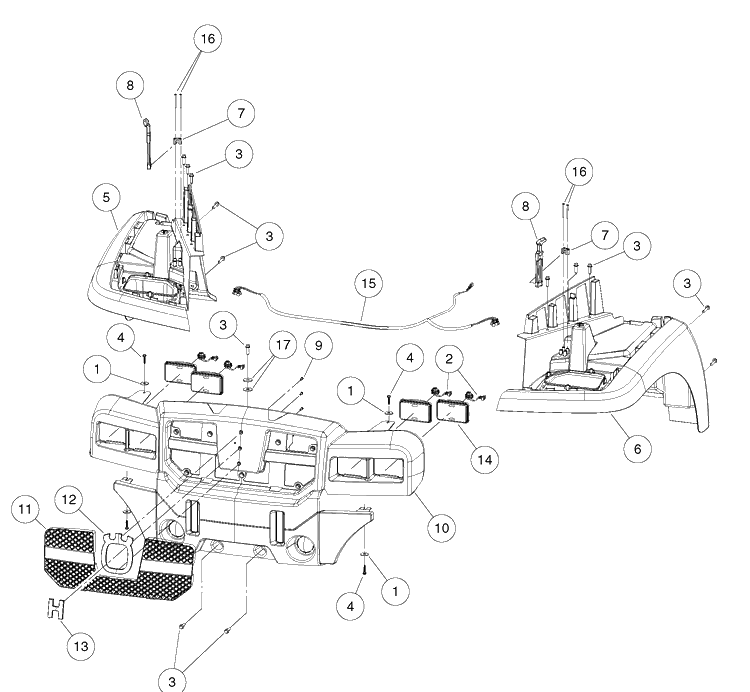 Facia And Fenders Diagram and Parts List for HUV4421GXP 2009 Husqvarna Lawn Tractor