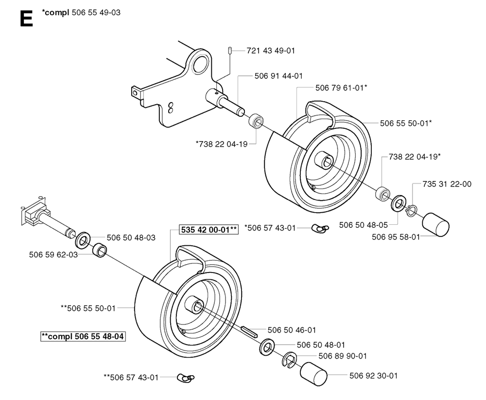 Wheels And Tires Diagram and Parts List for R13BIO 2002-02 Husqvarna Lawn Tractor