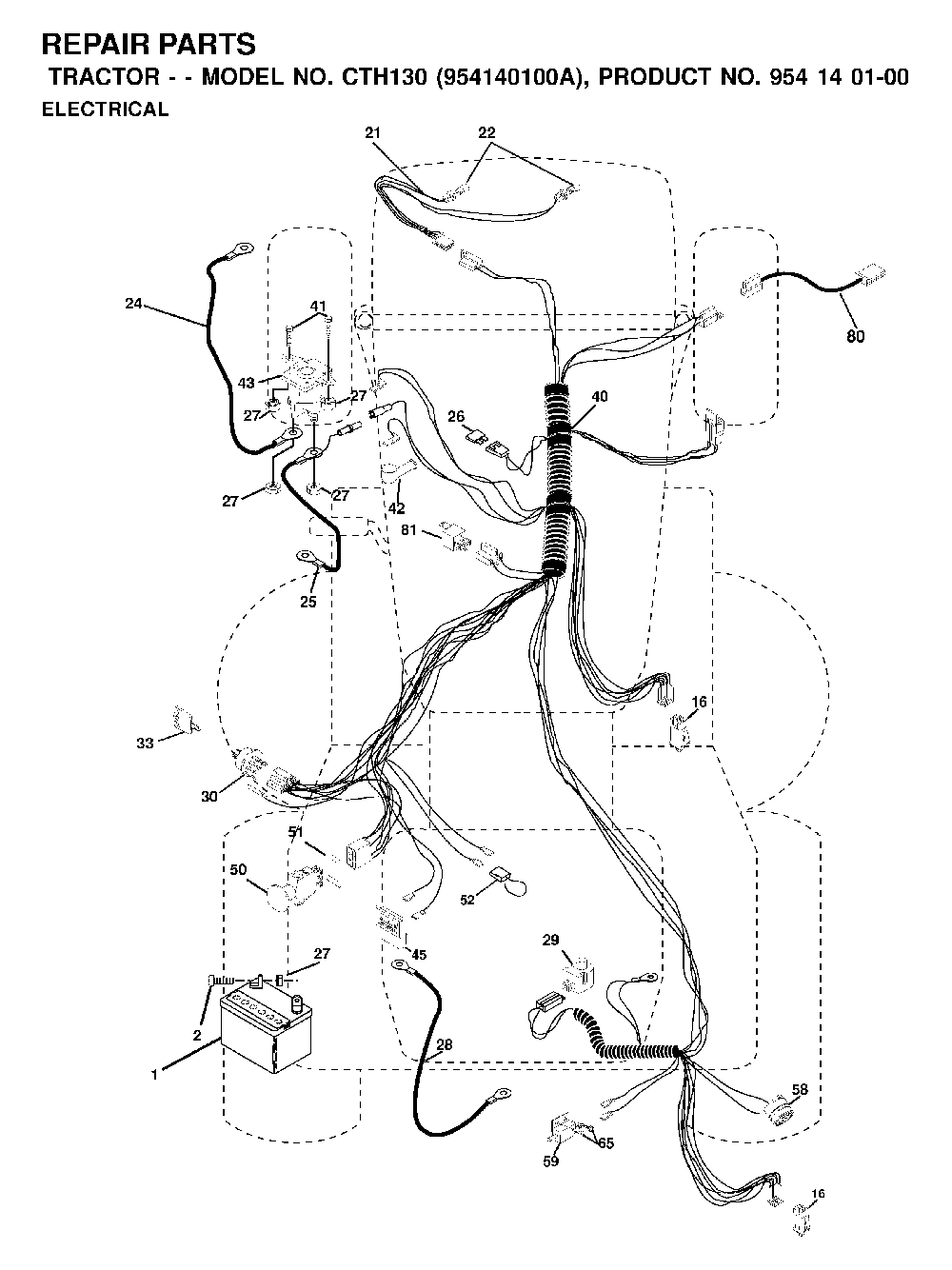 Electrical Diagram and Parts List for YTH1746A (954567055)(2000-11) Husqvarna Lawn Tractor
