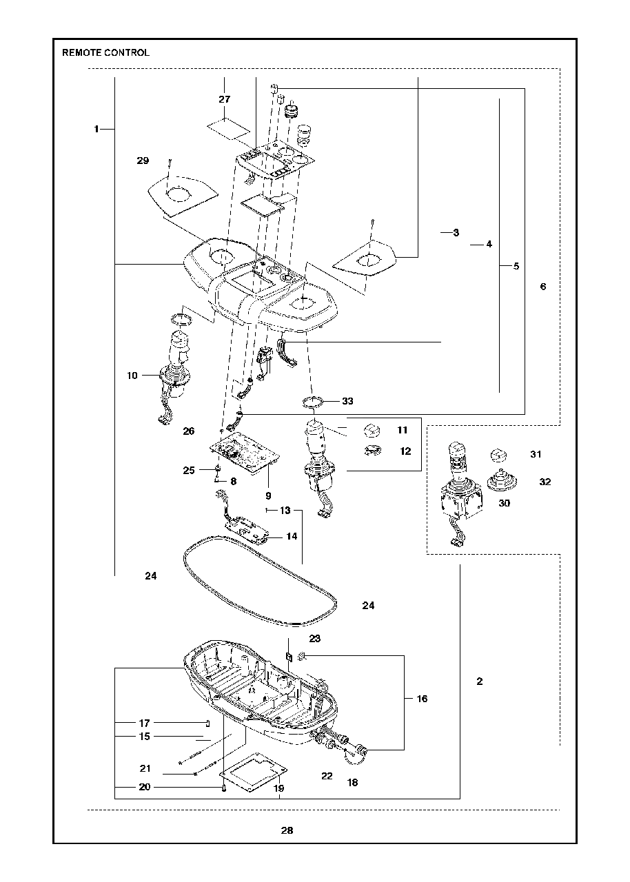 Remote Control Diagram and Parts List for DXR250 (11)(2010-09) Husqvarna Demolition Hammer