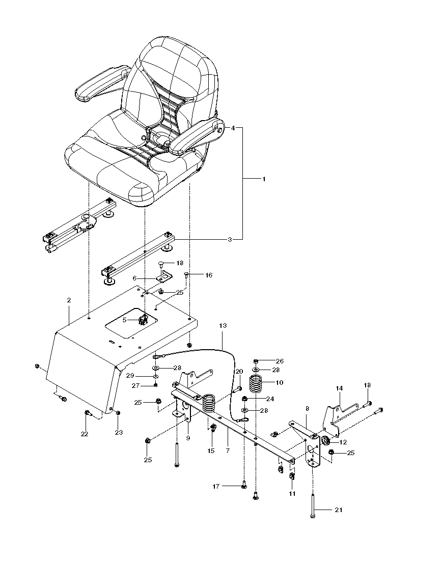 Seat Diagram and Parts List for MZ6128BF 966663702-00, 2014-09 Husqvarna Lawn Tractor
