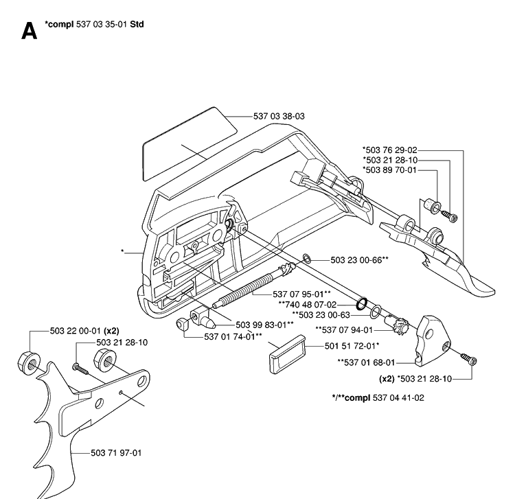 Clutch Cover 2 Diagram and Parts List for 575XP 20070100001-Current Husqvarna Chainsaw
