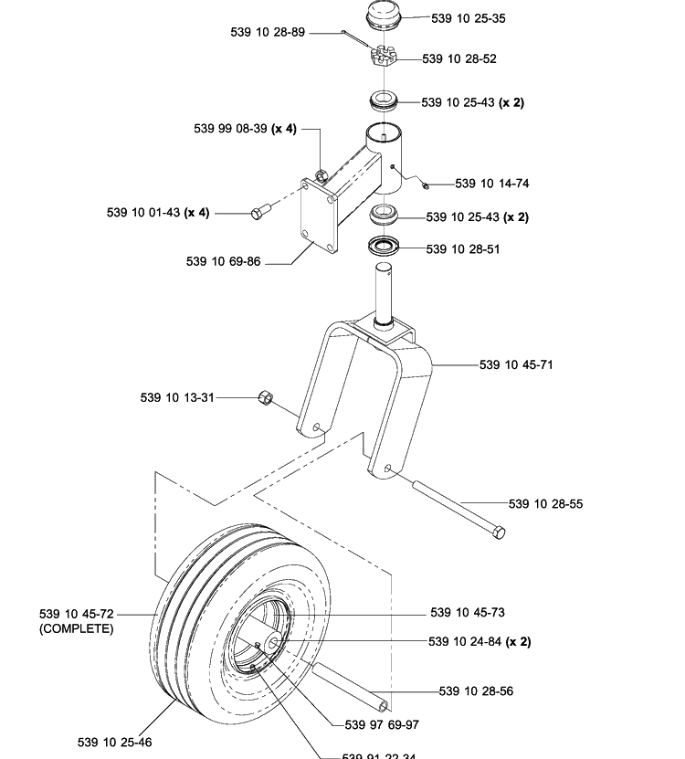 Caster Arm Diagram and Parts List for IZ5225TXPKOA (968999375)(2005-12) Husqvarna Lawn Mower