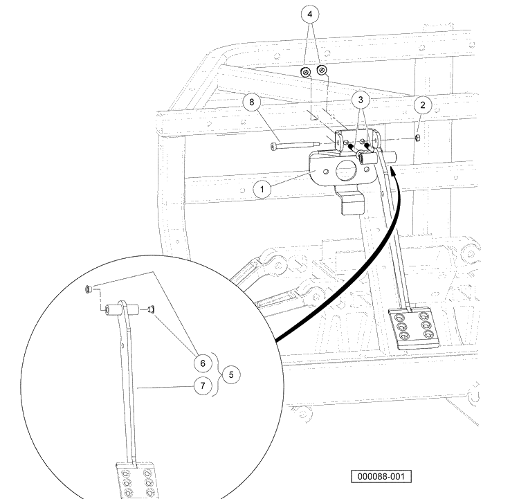 Brake Pedal Assembly Diagram and Parts List for HUV4420G 2006-11 Husqvarna Lawn Tractor