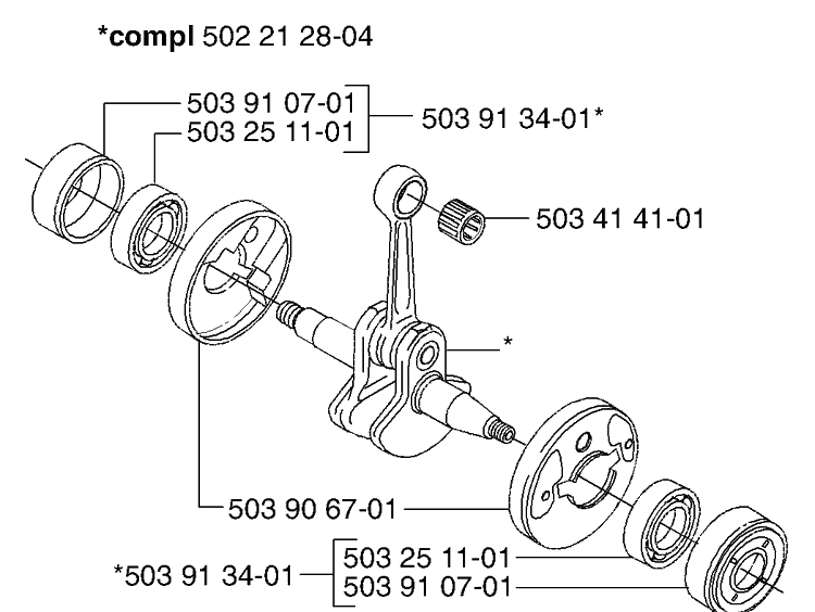 Crankshaft Diagram and Parts List for 232L 2002-09 Husqvarna Brush Cutter
