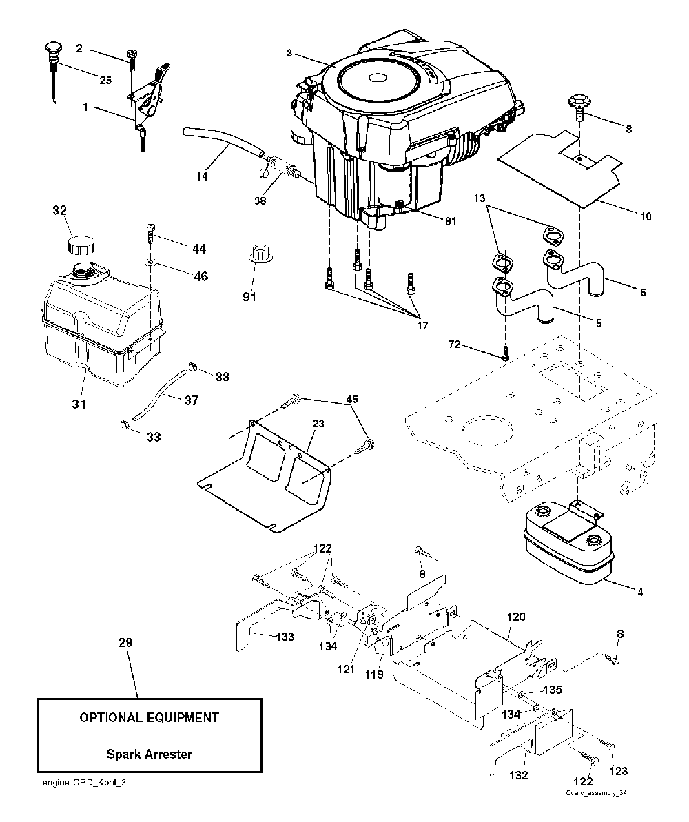 Engine Diagram and Parts List for CTH200TWIN (96061022701)(2008-11) Husqvarna Lawn Tractor
