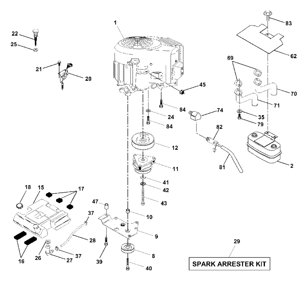 Engine Diagram and Parts List for GTH2250 (954567093-A)(2000-11) Husqvarna Lawn Tractor