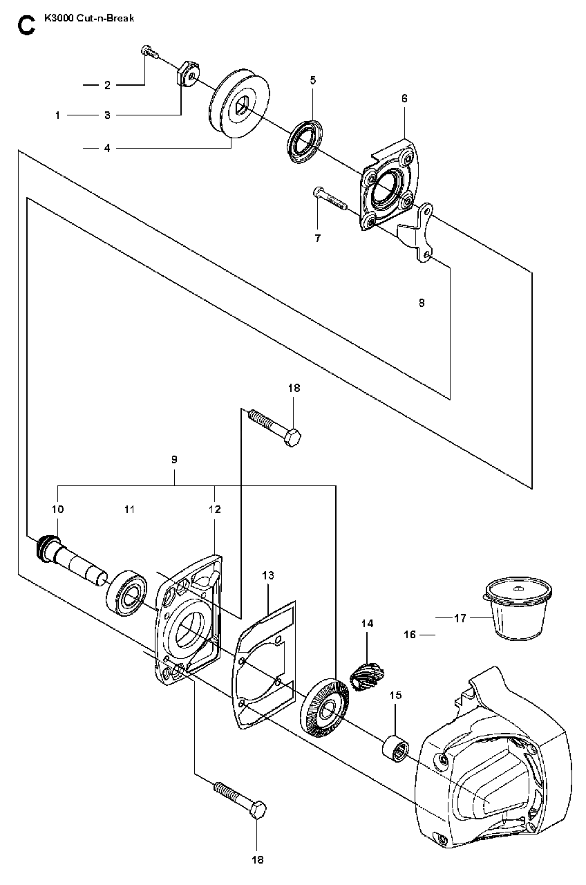 Gears Diagram and Parts List for K3000CUT-N-BREAK 2009-05 Husqvarna Circular Saw