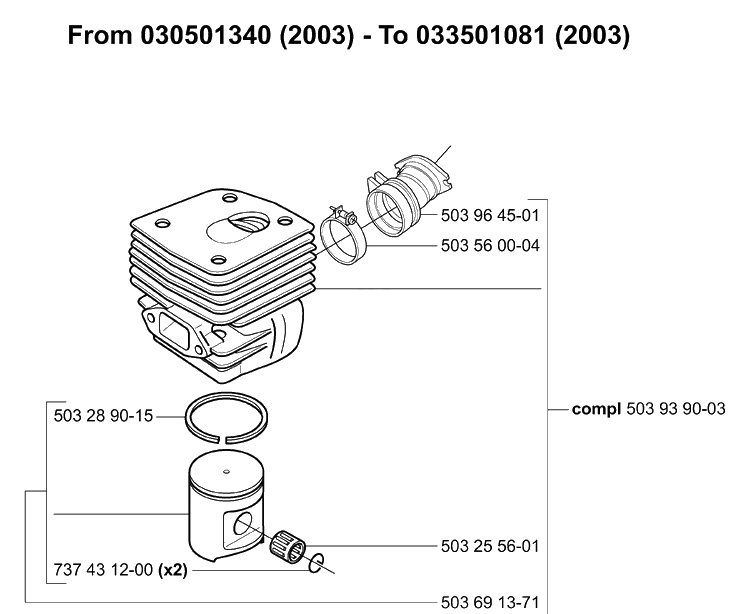 Service Variations Diagram and Parts List for 365EPA 2005-05 Husqvarna Chainsaw