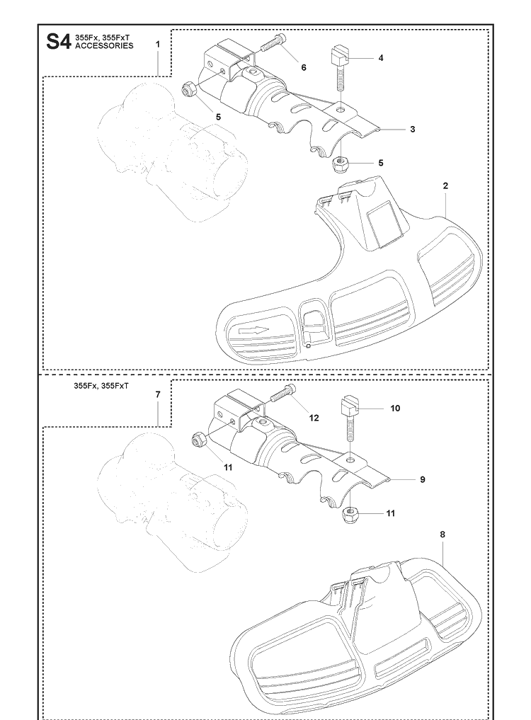 Guards 2 Diagram and Parts List for 355FX 20082700001-20192999999 Husqvarna Brush Cutter
