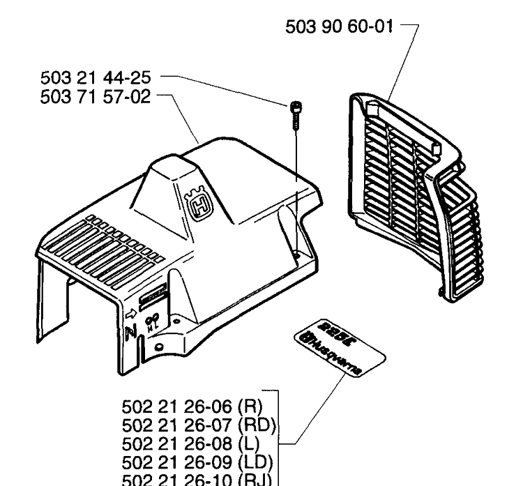 Top Cover Diagram and Parts List for 225LD 1997-02 Husqvarna Brush Cutter
